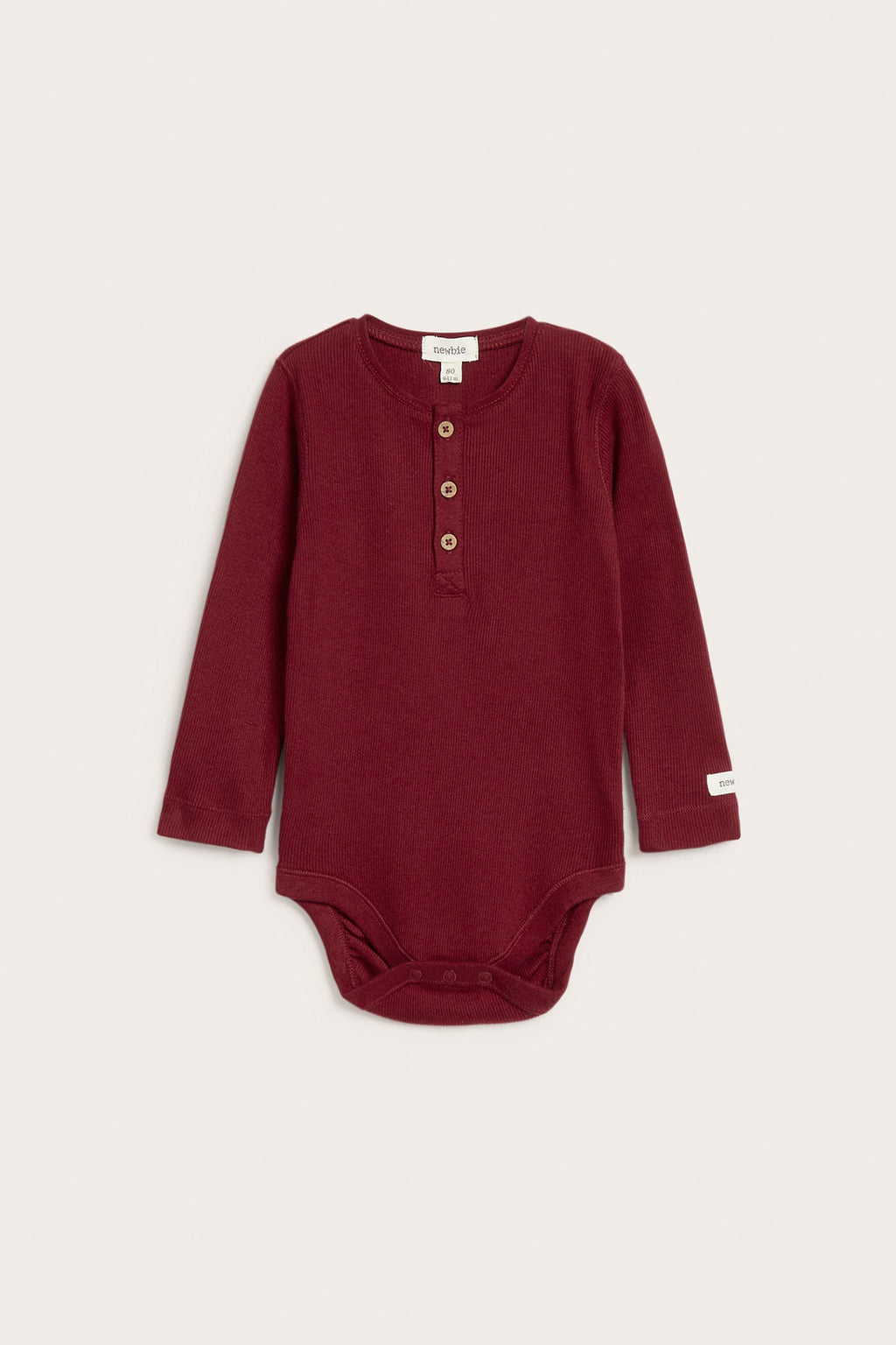 Baby red ribbed basic bodysuit