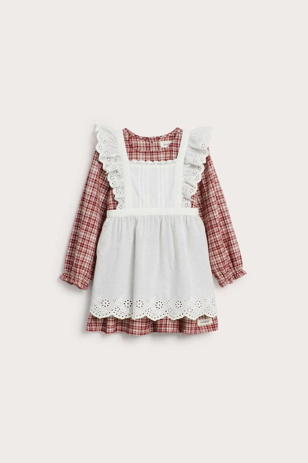 Baby red checked dress with apron