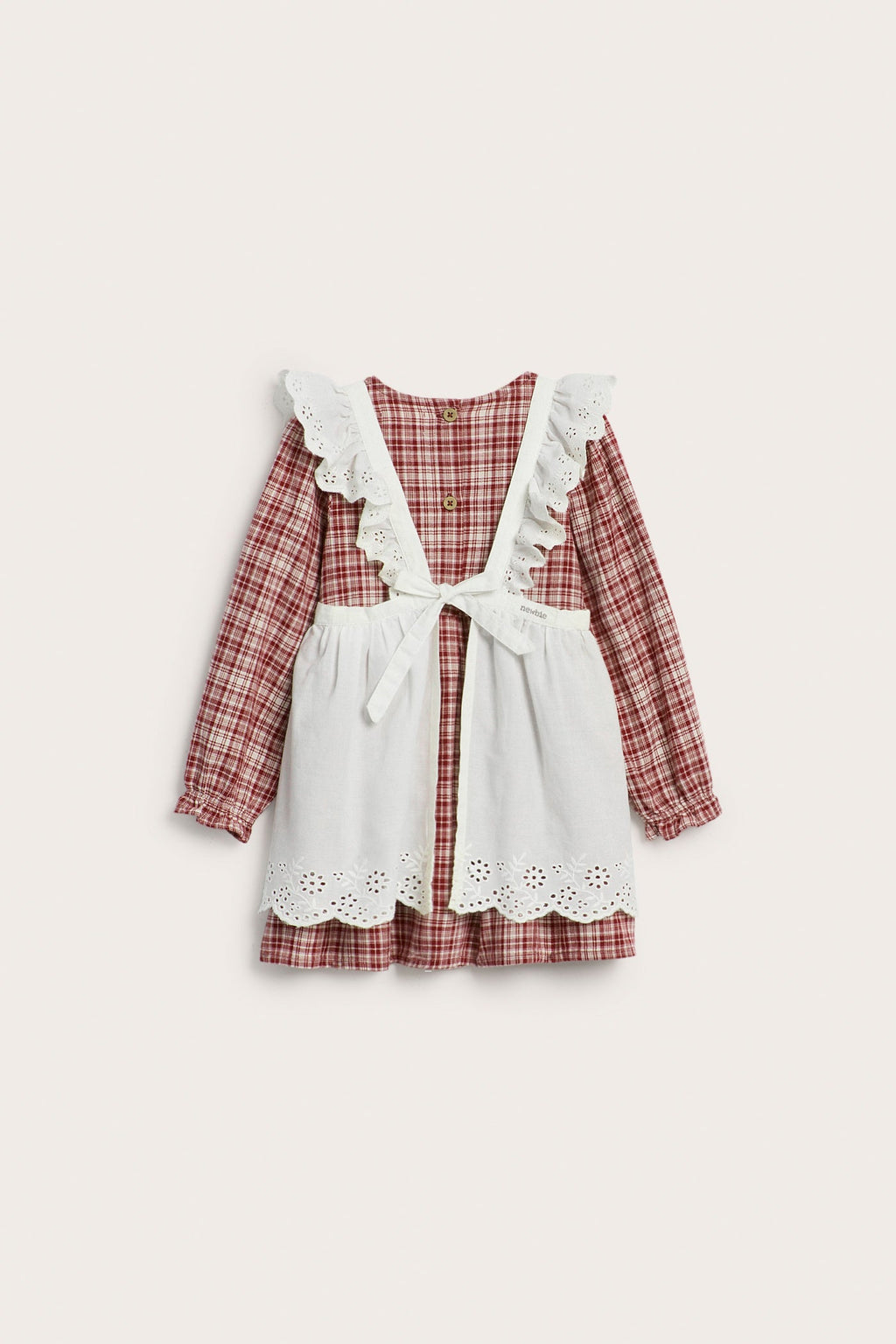 Baby red checked dress with apron