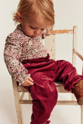 Baby red soft velour joggers