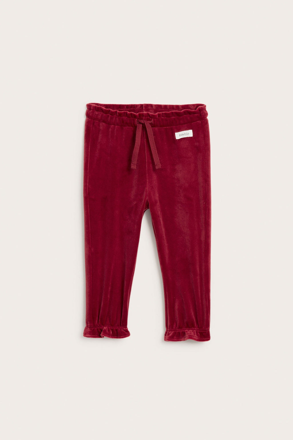 Baby red soft velour joggers