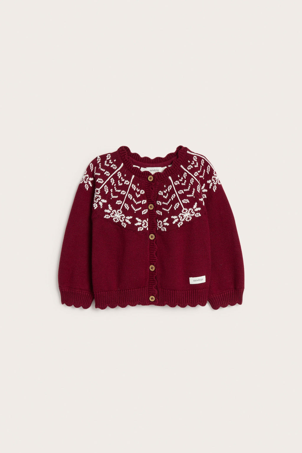 Baby red jacquard-knit Christmas cardigan