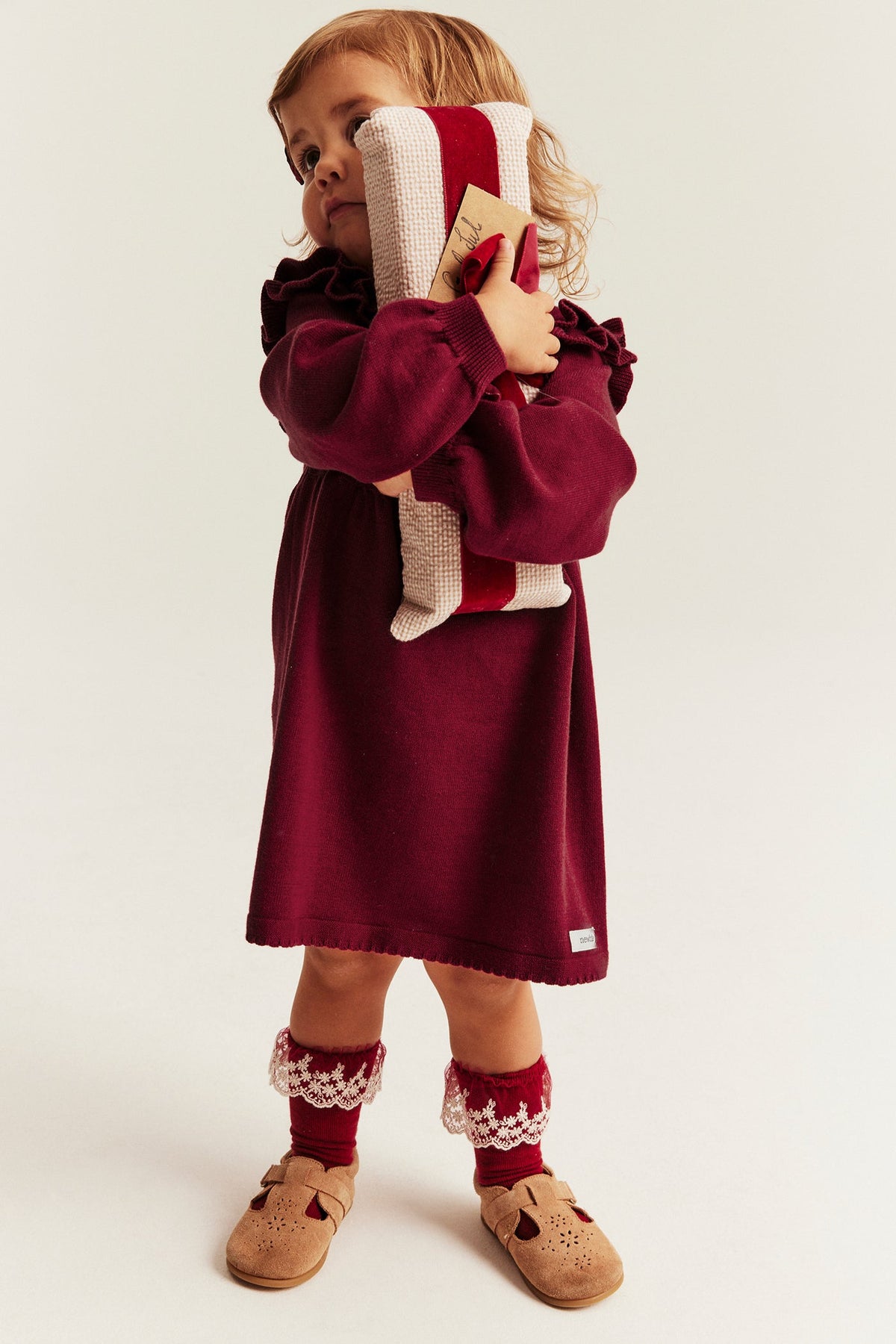 Baby red christmas dress with frills