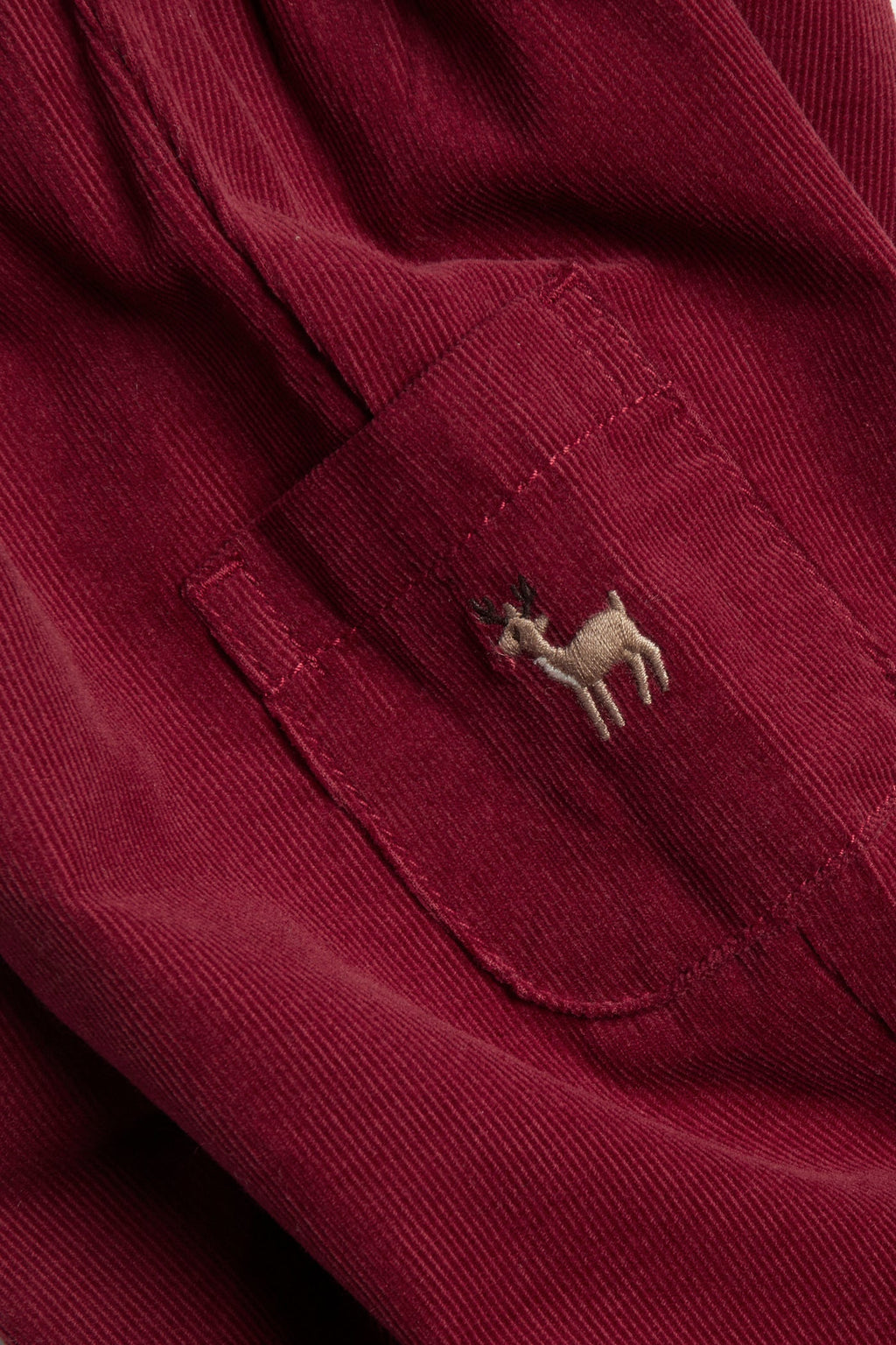 Baby red corduroy trousers with embroidery