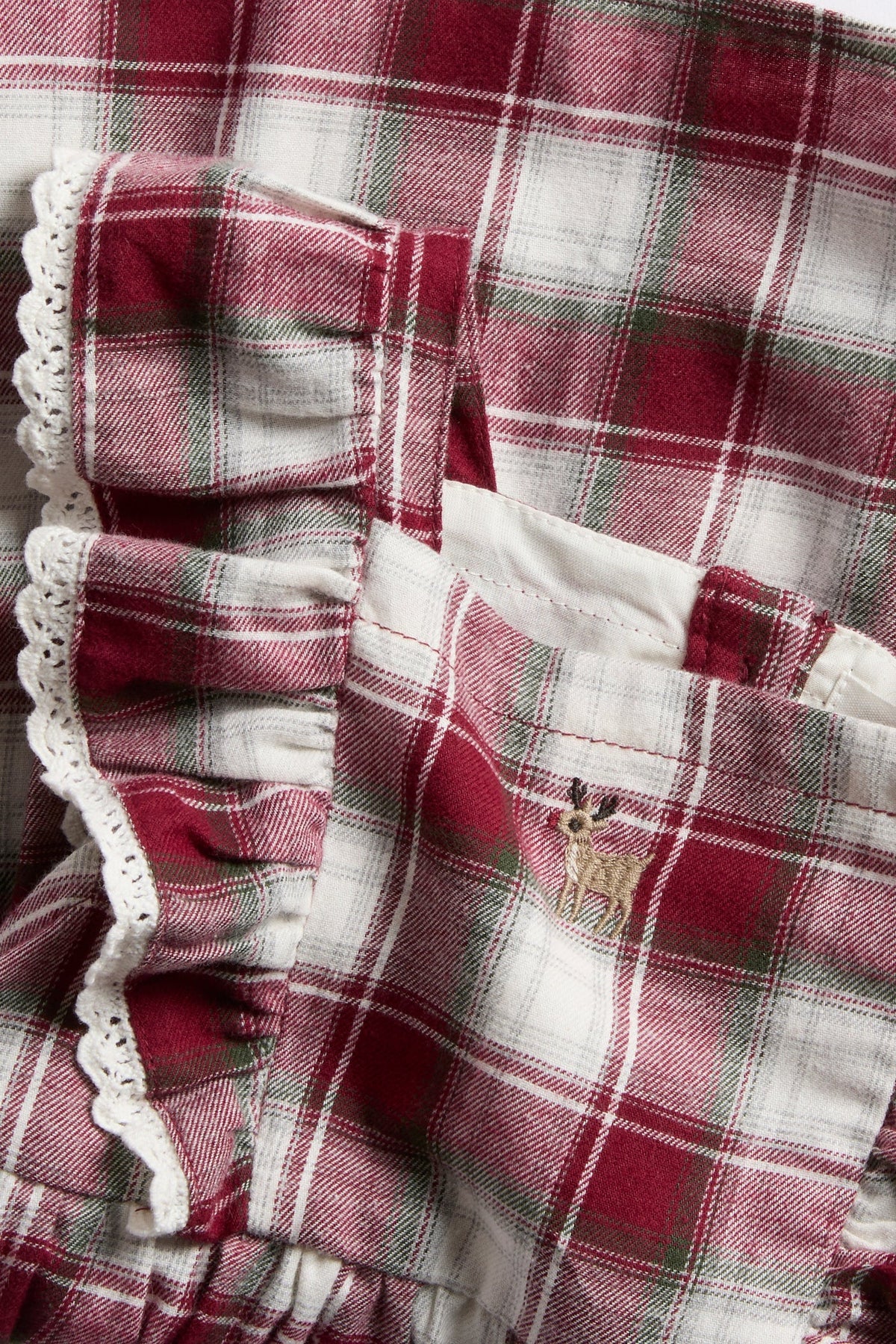 Baby red & white checked woven pinafore dress