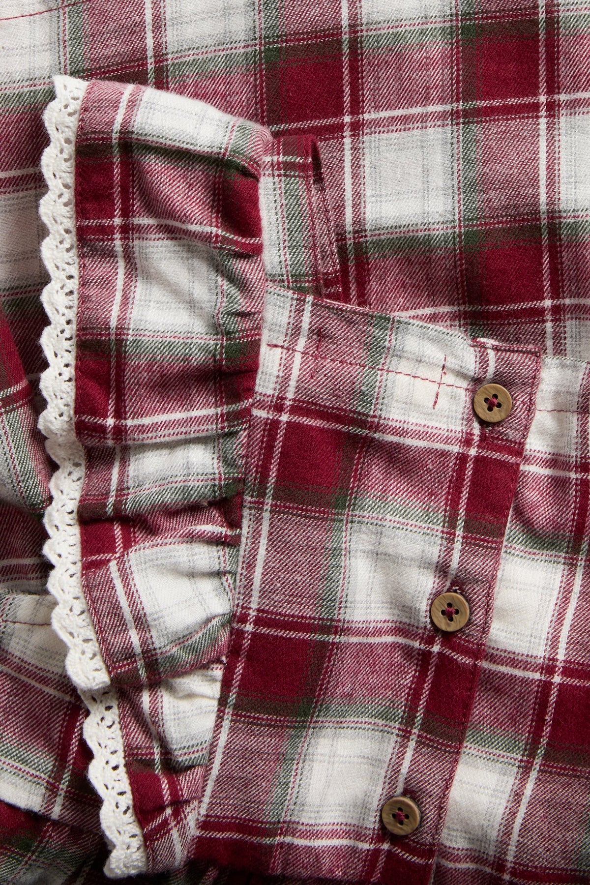 Baby red & white checked woven pinafore dress