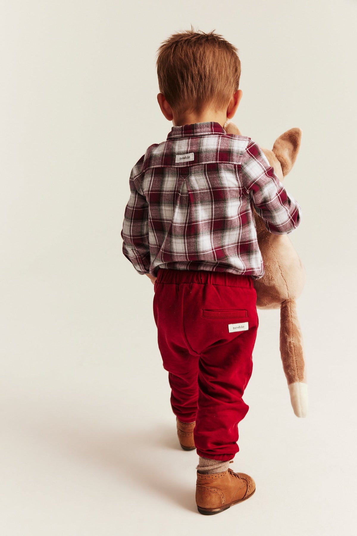 Baby red & white checked shirt bodysuit