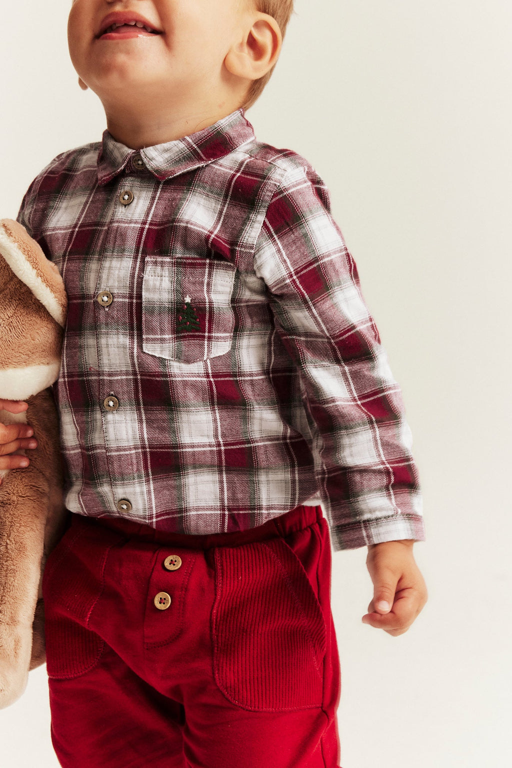 Baby red & white checked shirt bodysuit