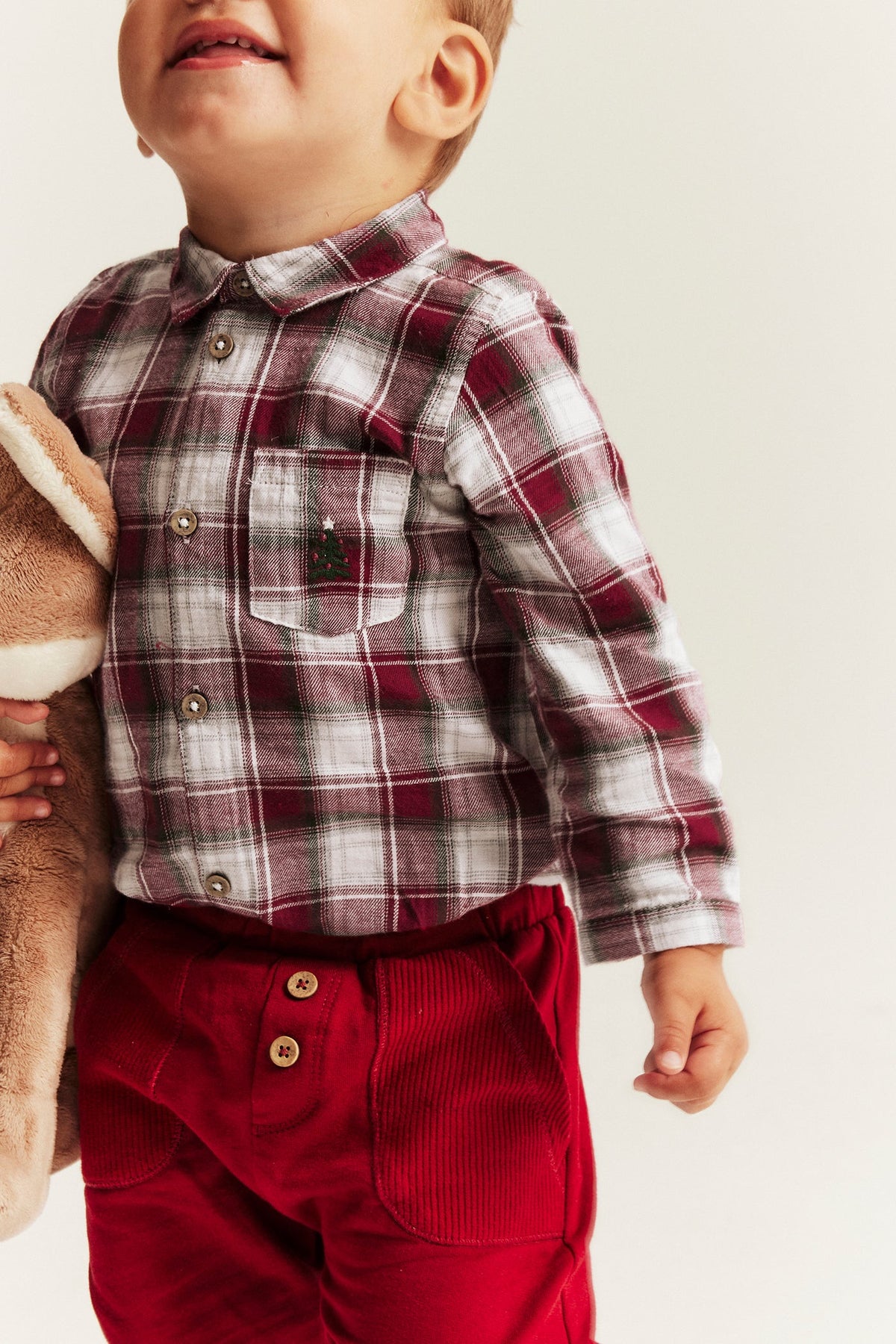 Baby red & white checked shirt bodysuit
