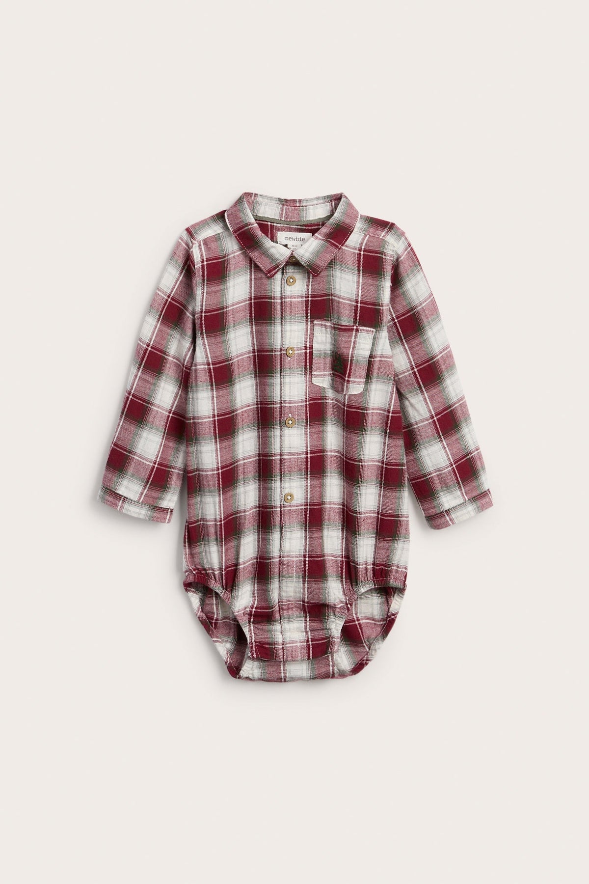 Baby red & white checked shirt bodysuit