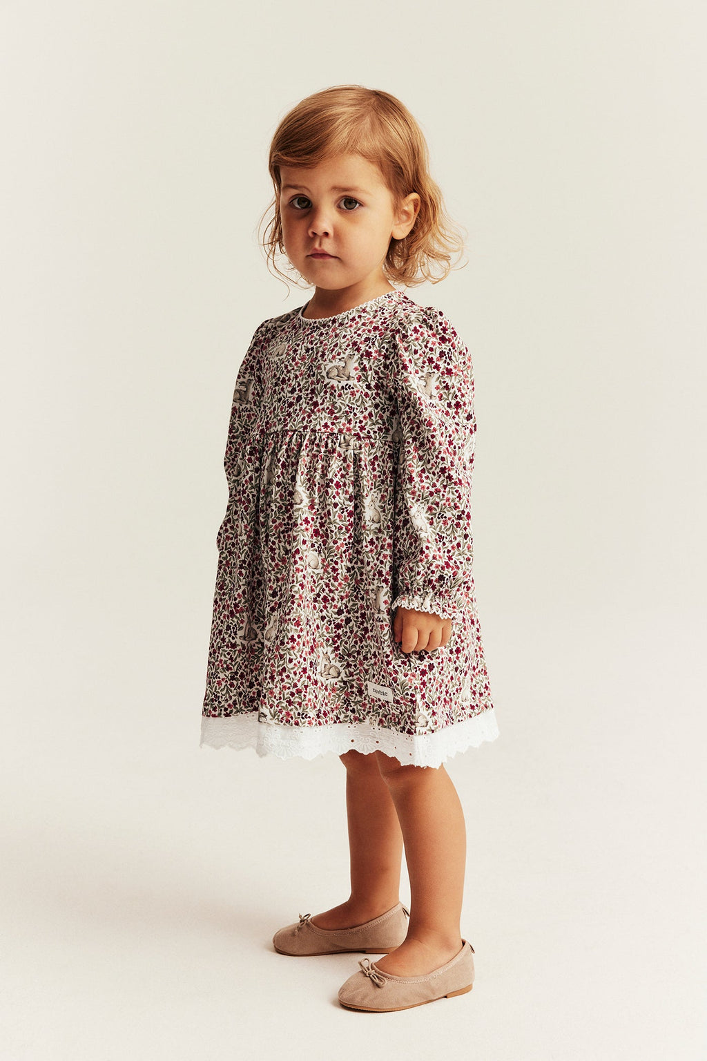 Baby red & white floral Christmas dress with lace