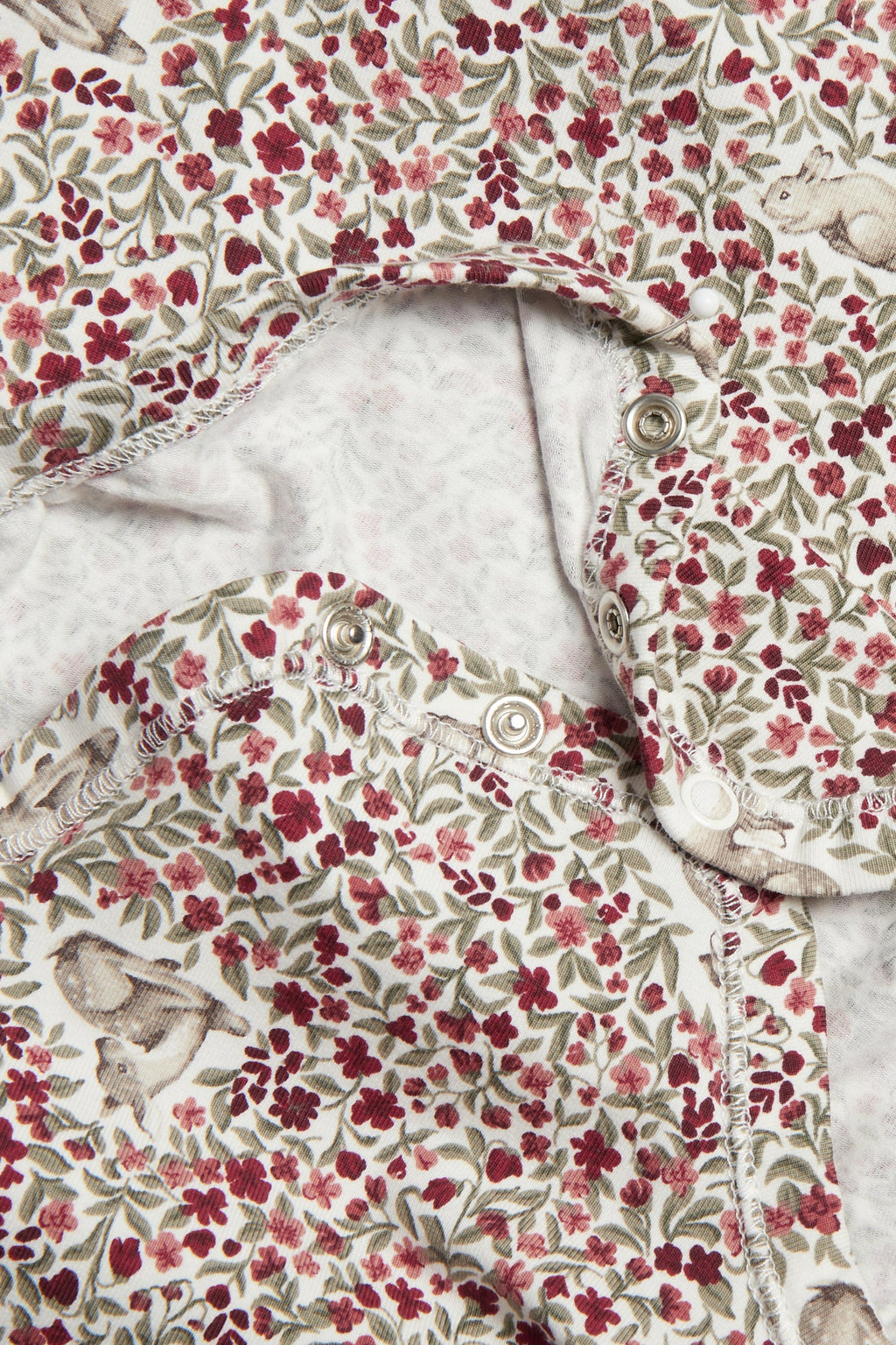 Baby red & white floral bodysuit with deer