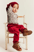 Baby red & white floral bodysuit with deer