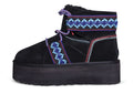 UGG Classic Mini ii Braid Platform  Black Suede Women's