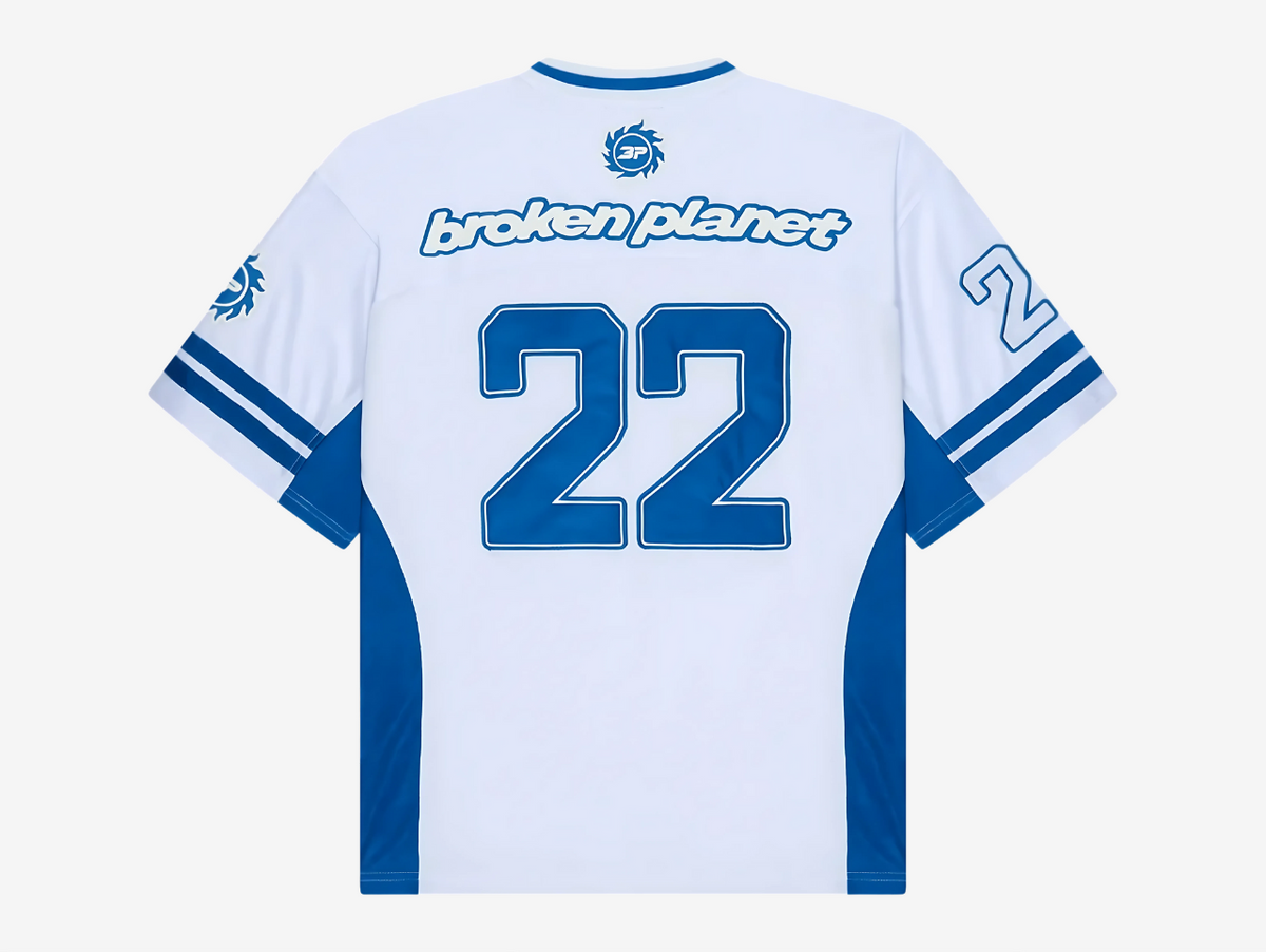 Broken Planet Football Jersey White Blue