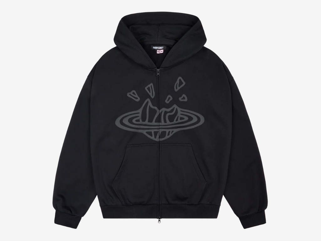 Broken Planet Zip-Up Hoodie Midnight Black