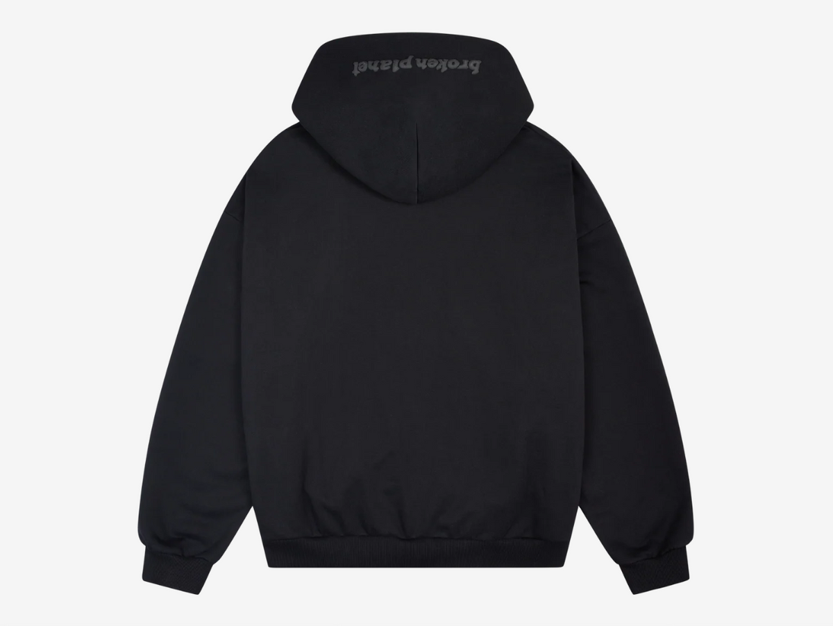 Broken Planet Zip-Up Hoodie Midnight Black