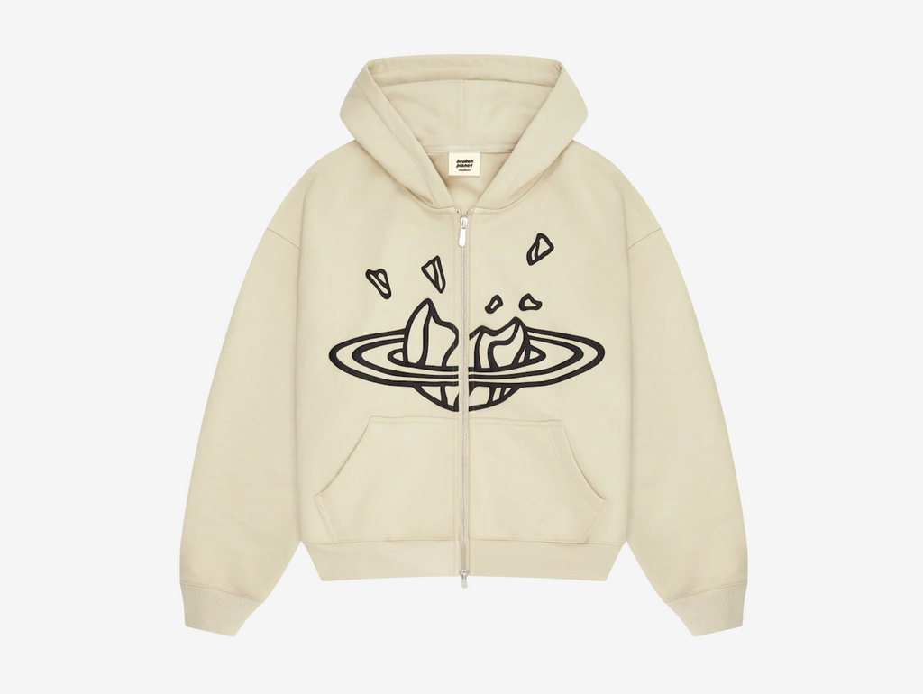 Broken Planet Zip-Up Hoodie Bone White
