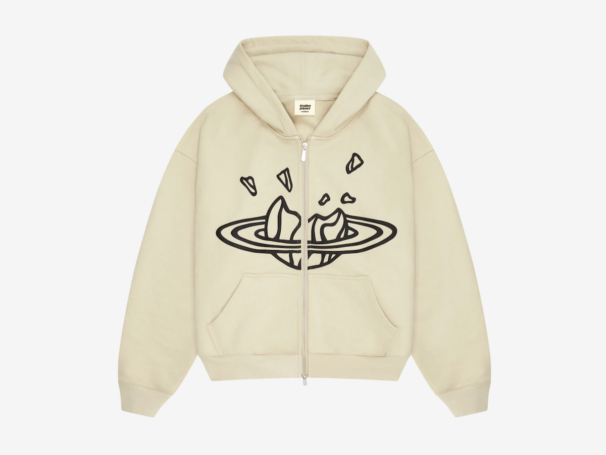 Broken Planet Zip-Up Hoodie Bone White