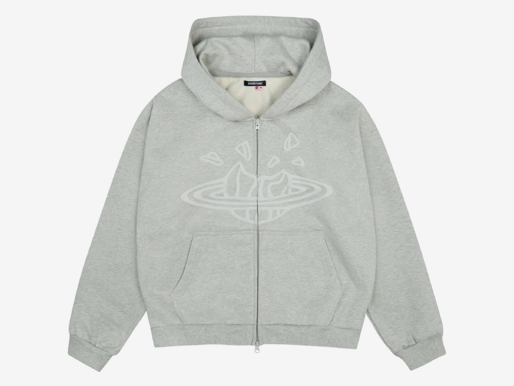 Broken Planet Zip-Up Hoodie Ash Grey