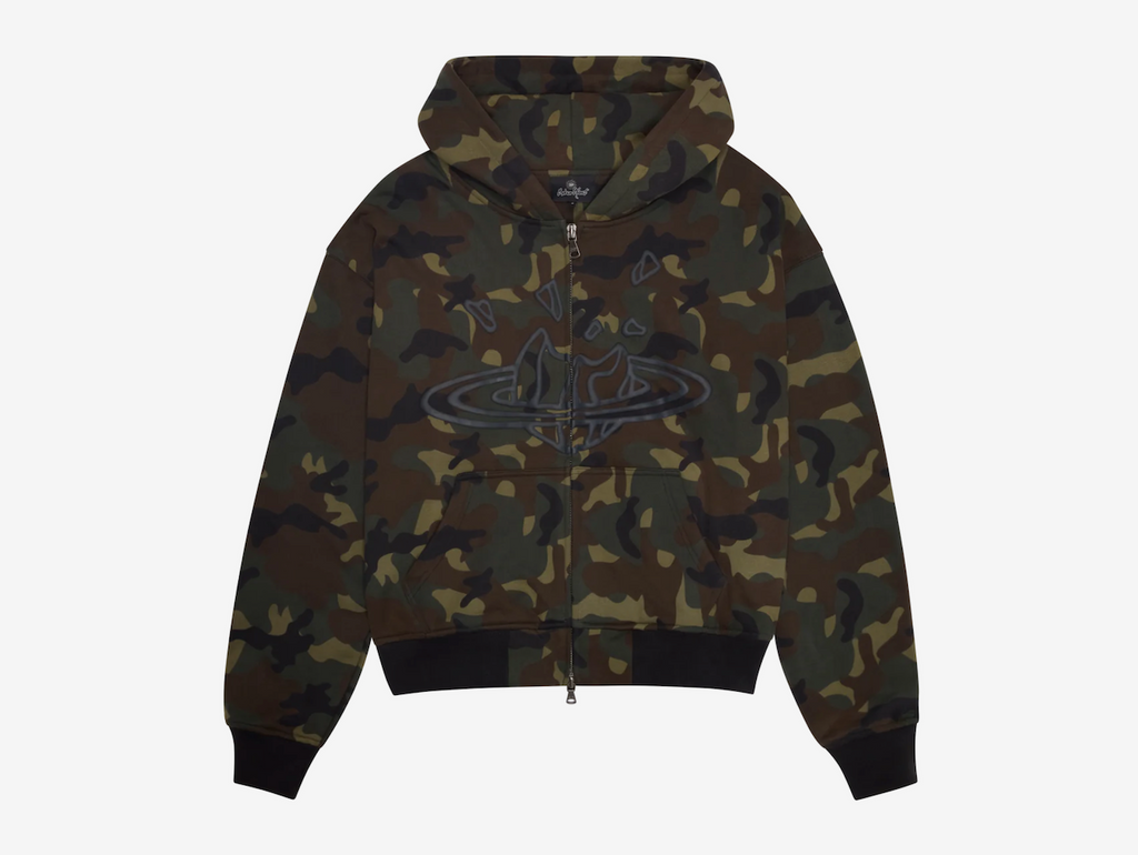 Broken Planet Zip-Up Hoodie Camo Green