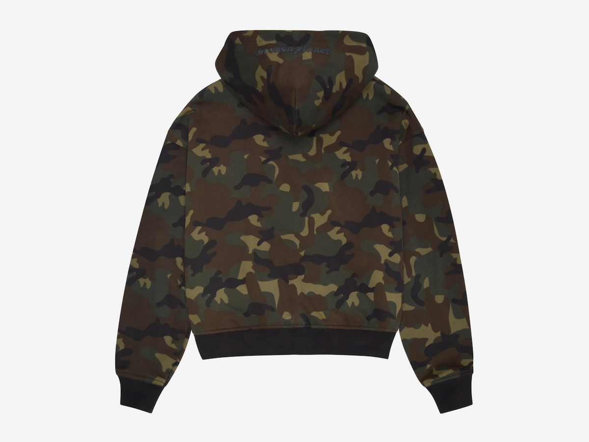 Broken Planet Zip-Up Hoodie Camo Green
