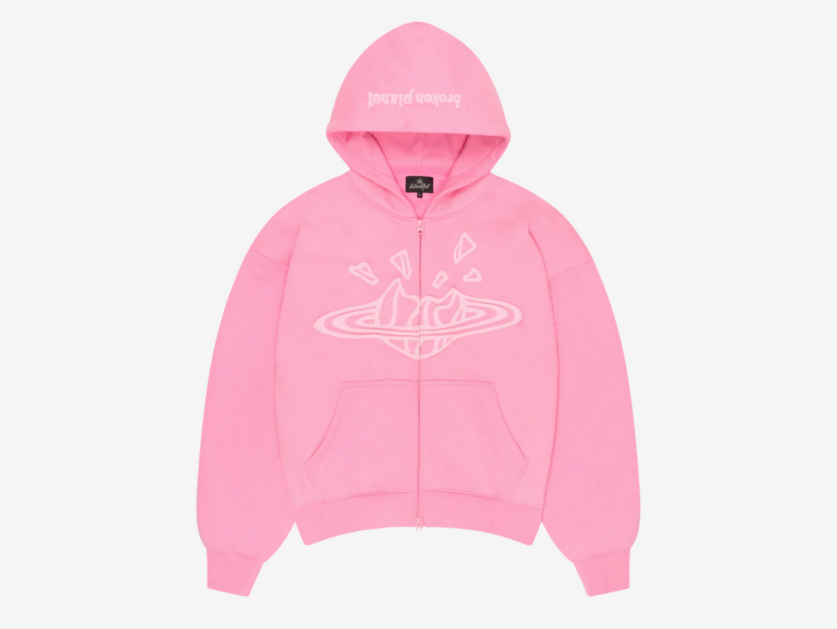 Broken Planet Zip-Up Hoodie Candy Pink