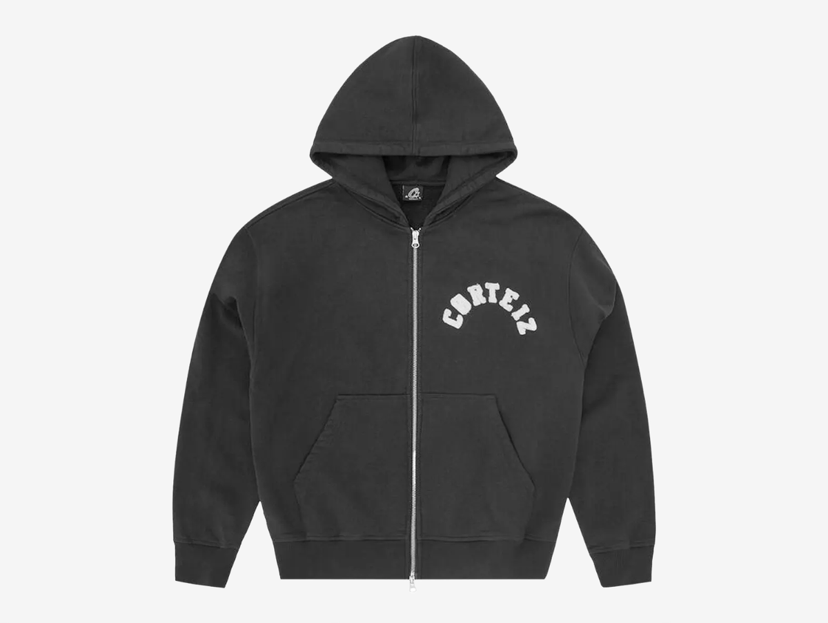 Corteiz Colly Arch Logo Zip-Up Hoodie Black