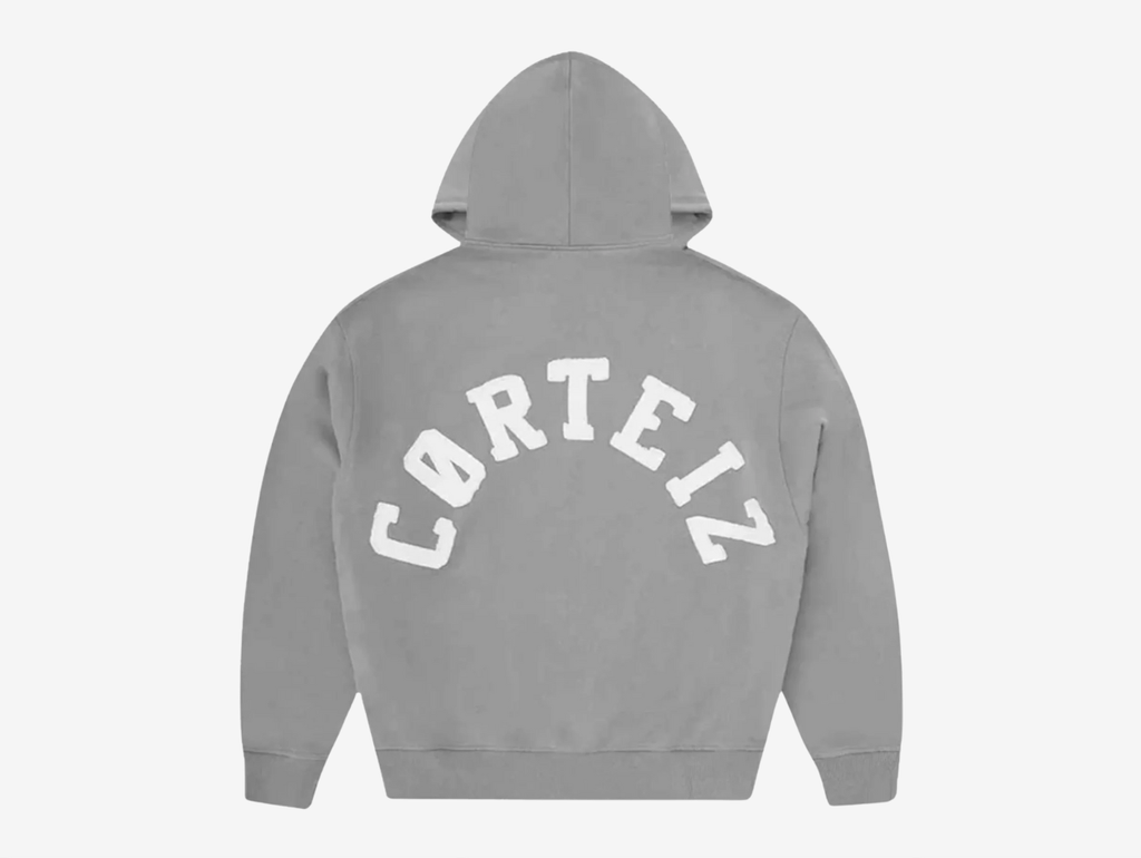 Corteiz Colly Arch Logo Zip-Up Hoodie Pewter Grey