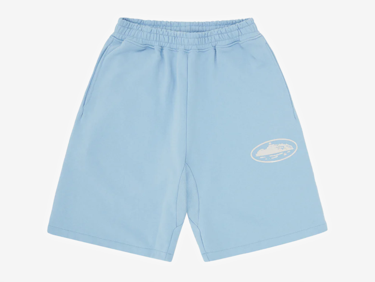 Corteiz Island Puff Print Sweatshort Baby Blue