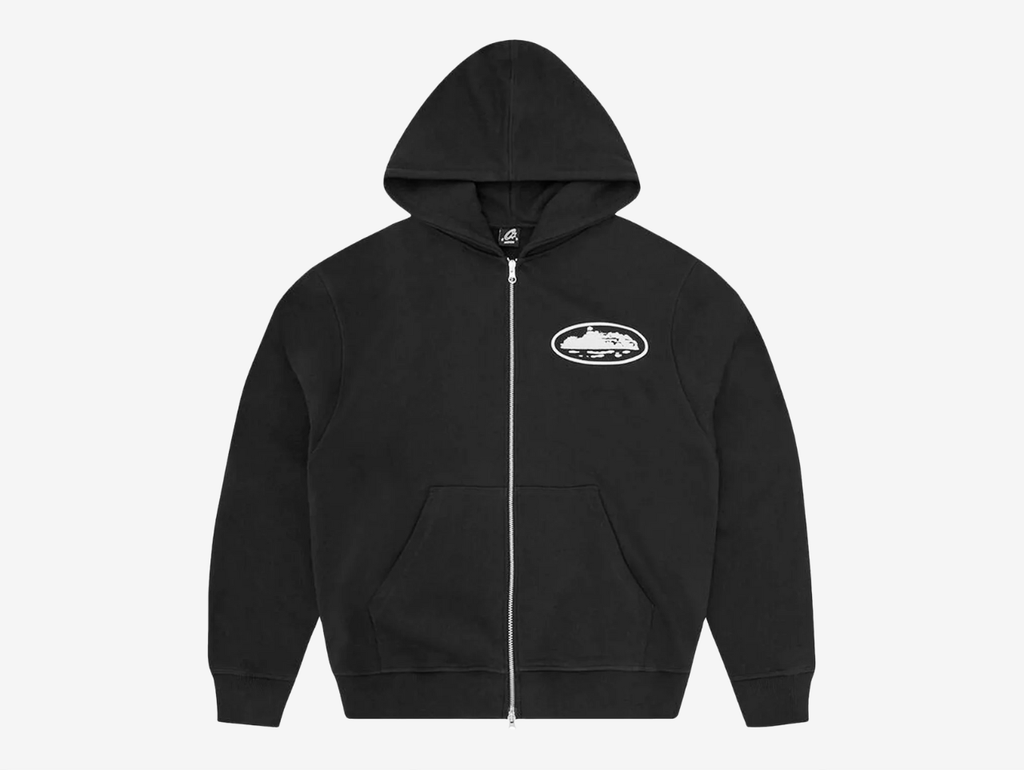 Corteiz Island Zip-Up Hoodie Black White