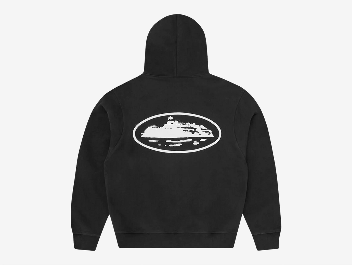 Corteiz Island Zip-Up Hoodie Black White