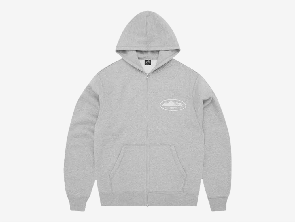 Corteiz Island Zip-Up Hoodie Heather Grey