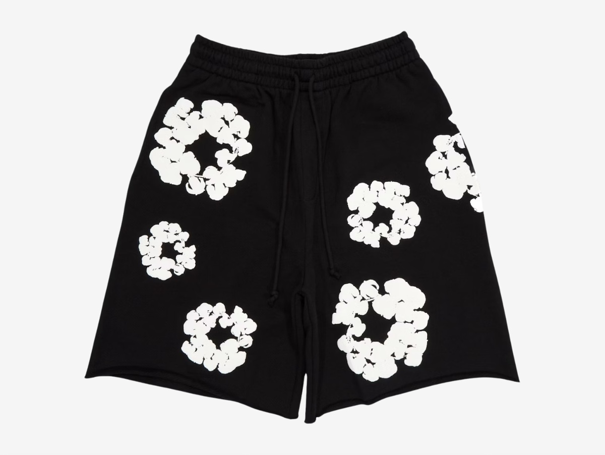 Denim Tears Cotton Wreath Shorts Black White