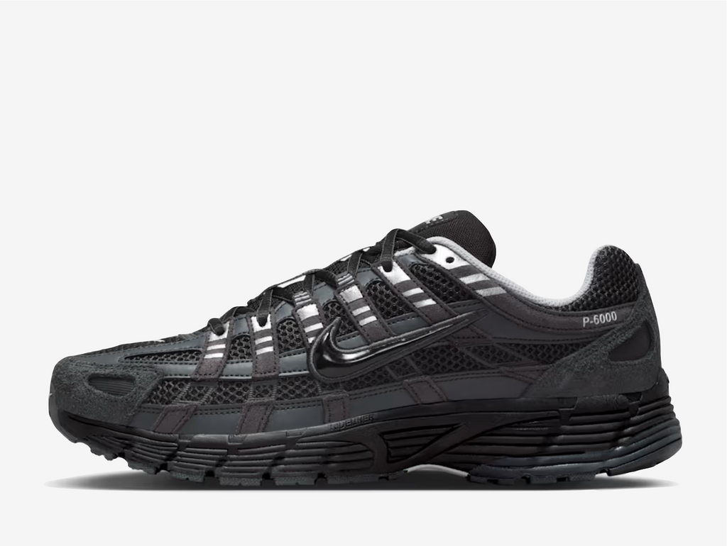 Nike P-6000 Black Suede Anthracite Metallic Silver